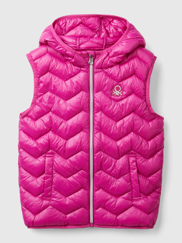 Padded vest in 3D wadding with hood Junior Girl
