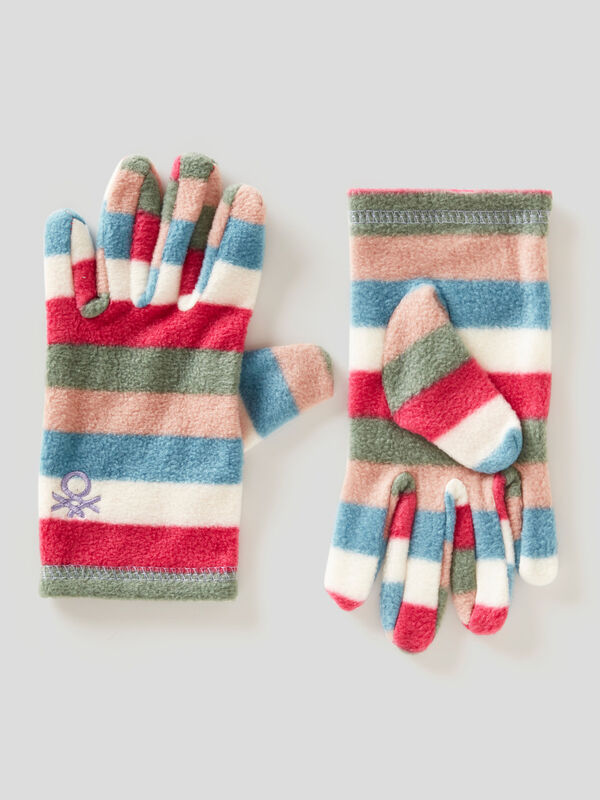 Striped gloves in fleece Junior Boy