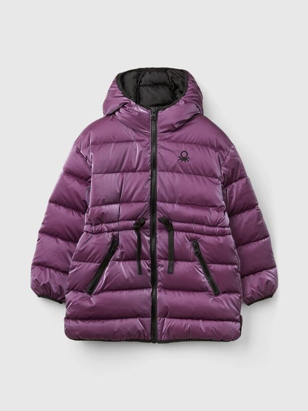 Drawstring jacket in shiny nylon Junior Girl