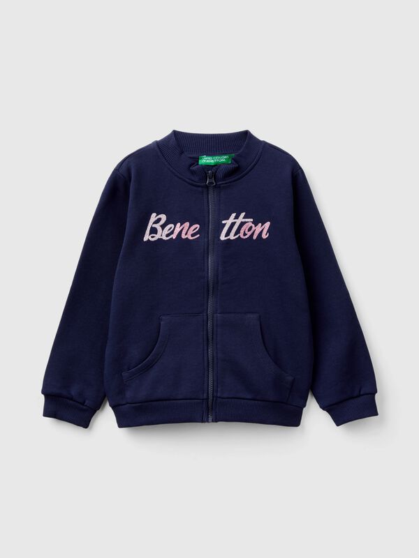 Hoodie with zip in organic cotton Junior Girl