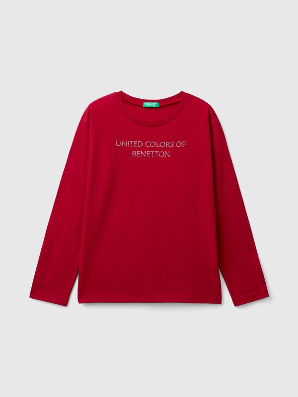 T-shirt with rhinestone logo Junior Girl