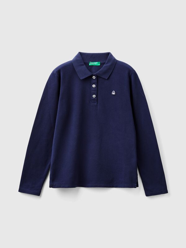 Long sleeve polo in organic cotton Junior Girl