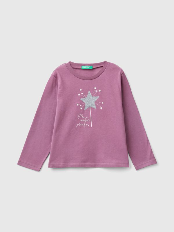 T-shirt with glittery print Junior Girl