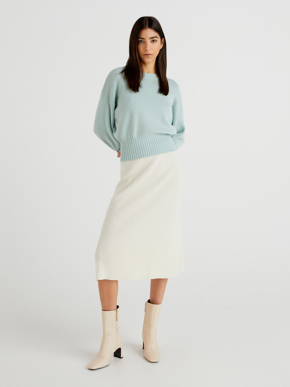 Midi skirt in linen blend