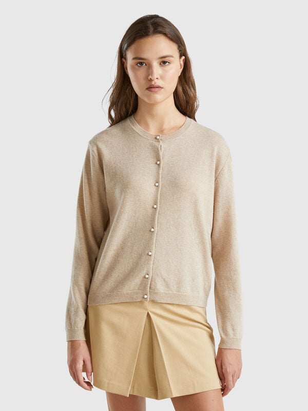Beige cardigan in pure Merino wool Women