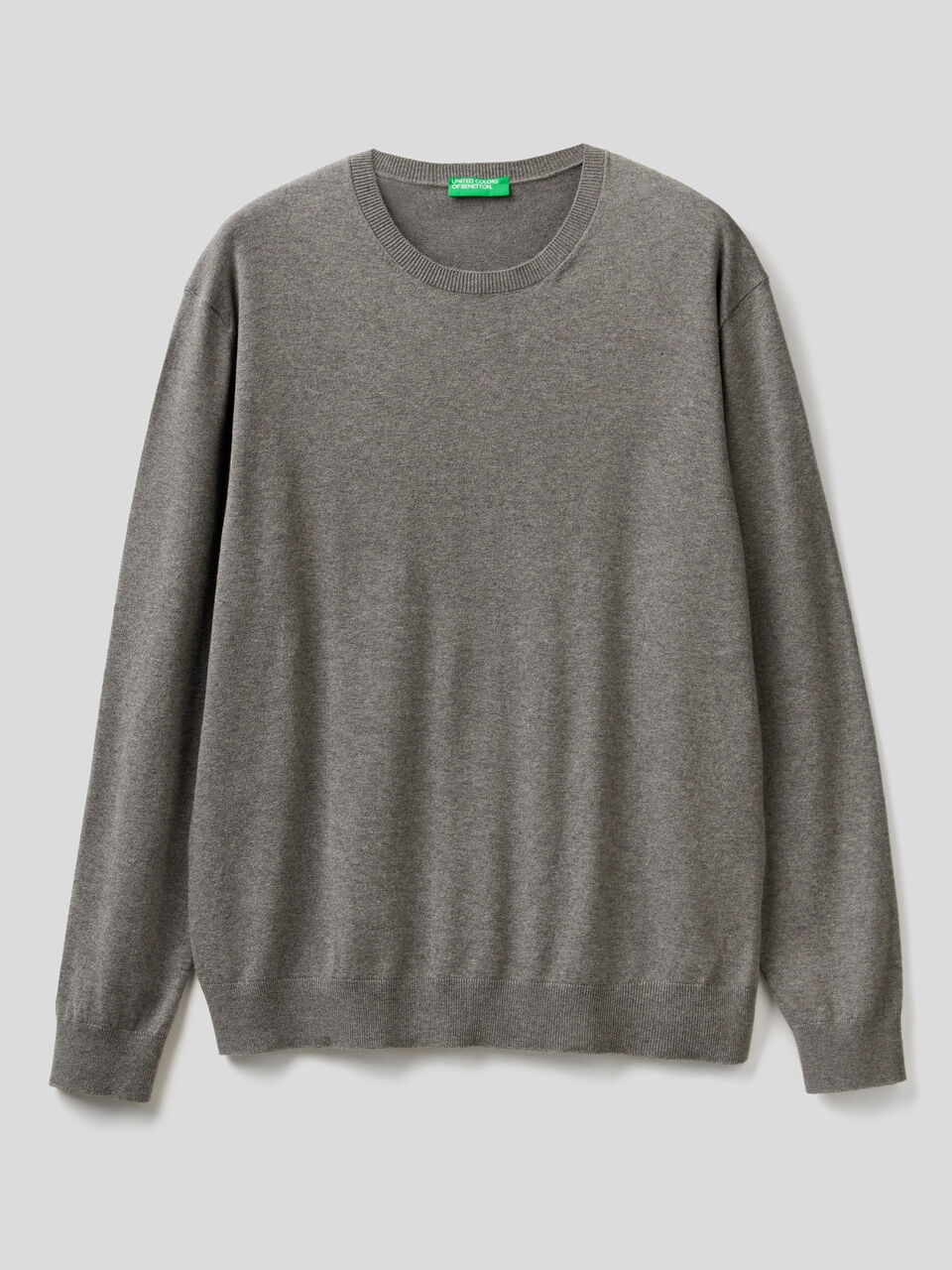 Crew neck sweater in lightweight cotton blend image number 1