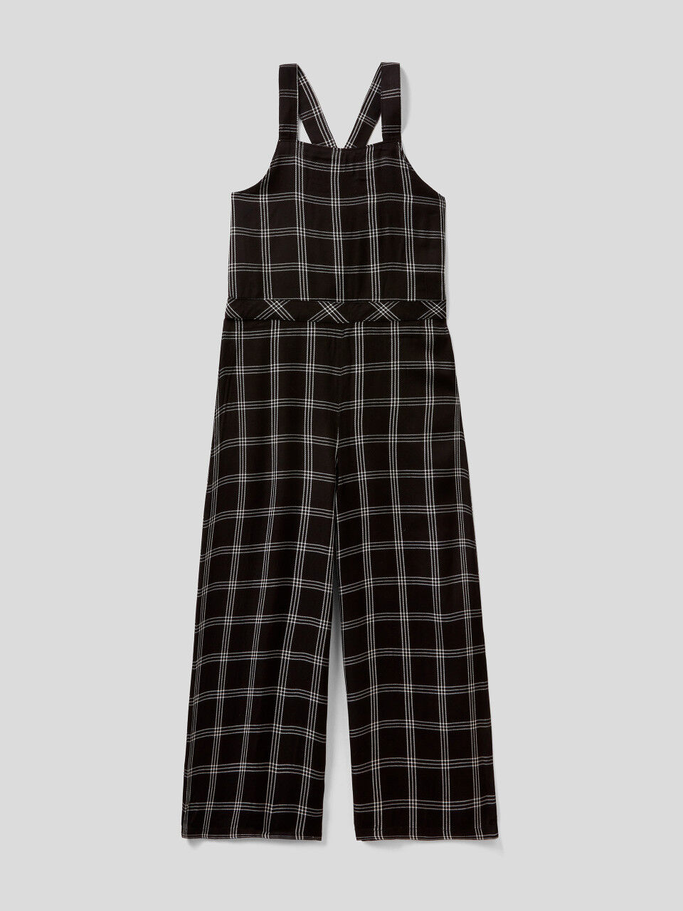Flowy check dungarees