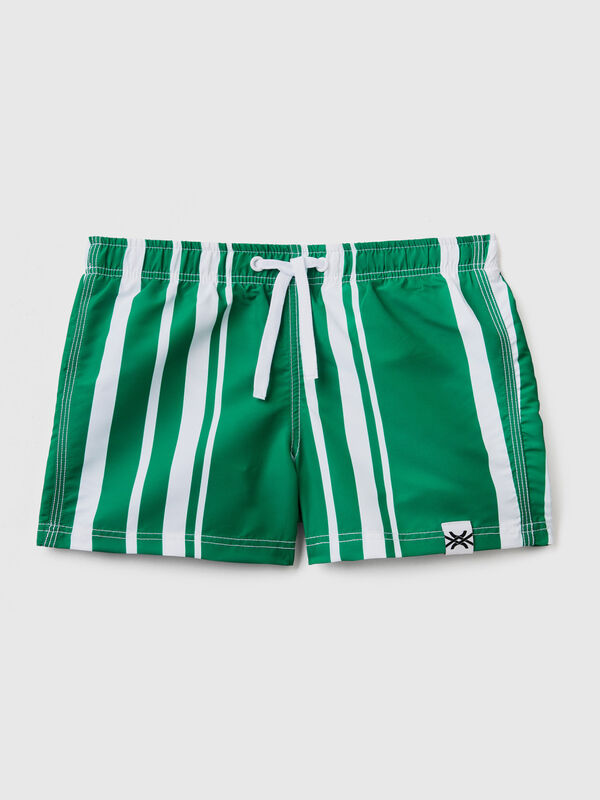 Green striped swim trunks