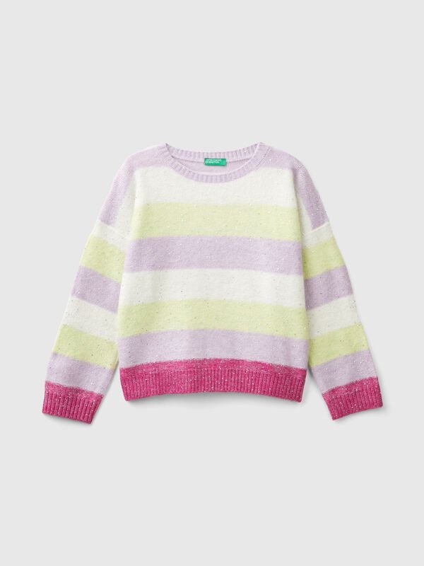Sweater with recycled fabric and sequins Junior Girl