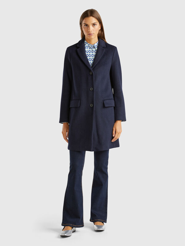 Short coat in wool blend cloth Women