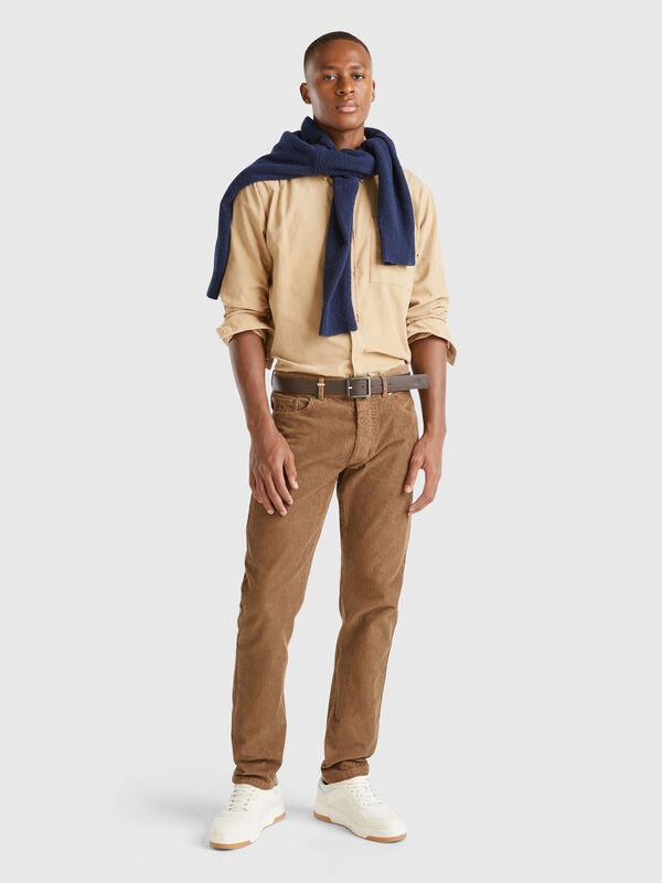 Regular fit velvet trousers Men