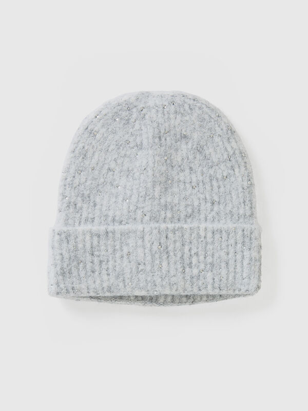 Wool blend hat with rhinestones Women