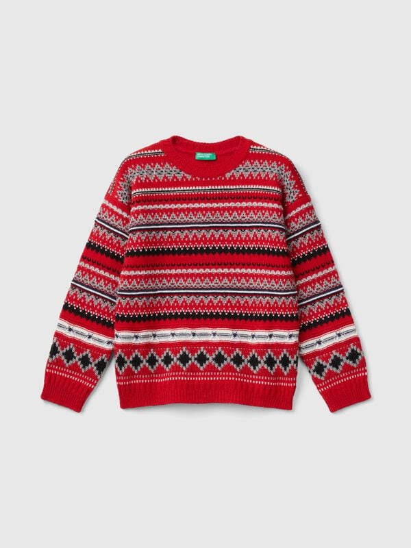 Jacquard sweater in wool blend Junior Boy
