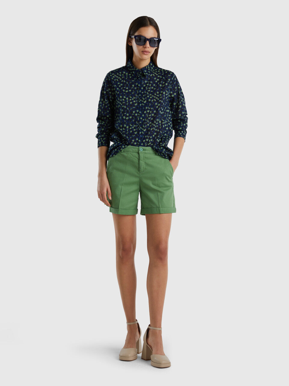 Green bermuda shorts womens cheap