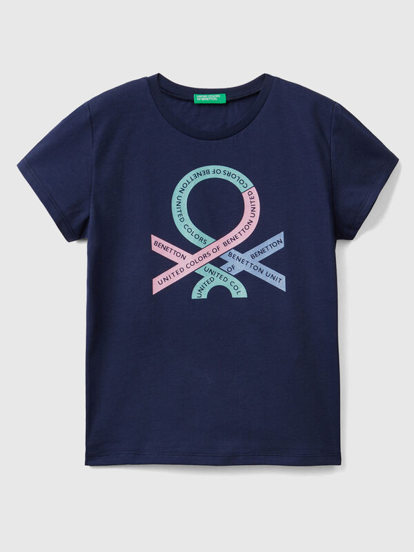 T-shirt with glittery logo in organic cotton Junior Girl
