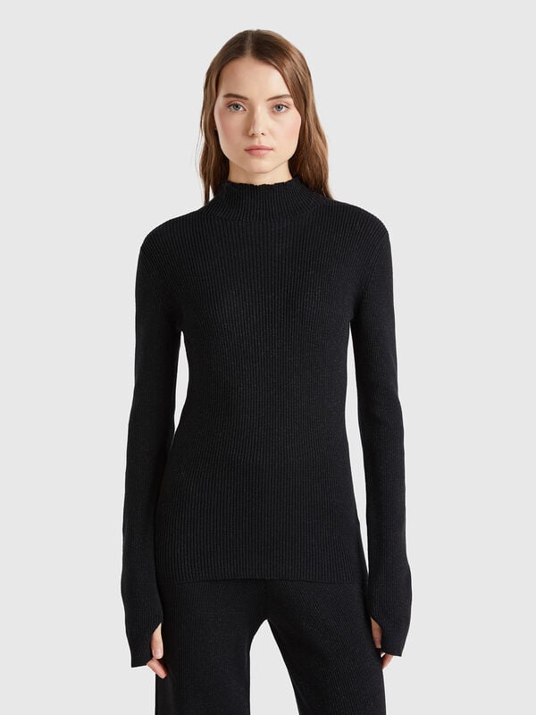 Fitted turtleneck sweater with lurex Women