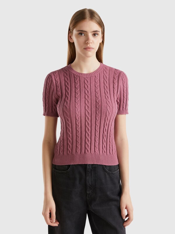 Flowy sweater with short sleeves Women