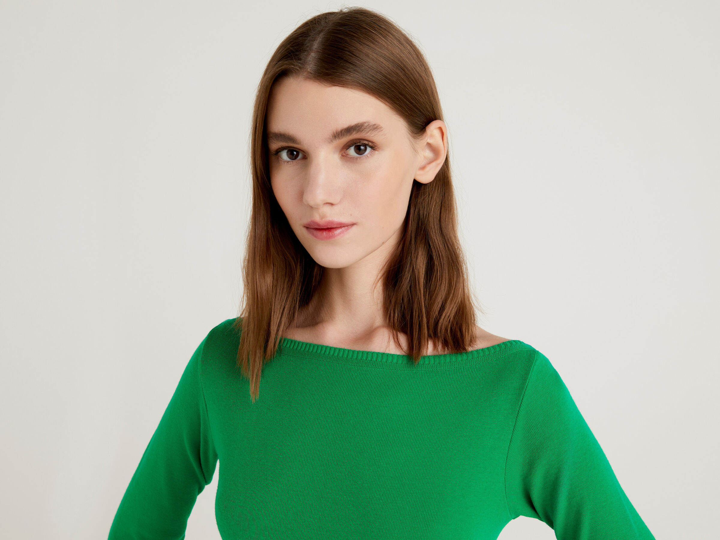 100% cotton boat neck sweater image number 3