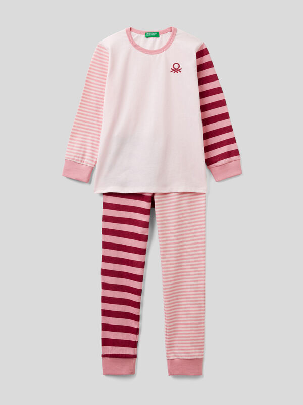 Striped pyjamas in warm cotton Junior Girl