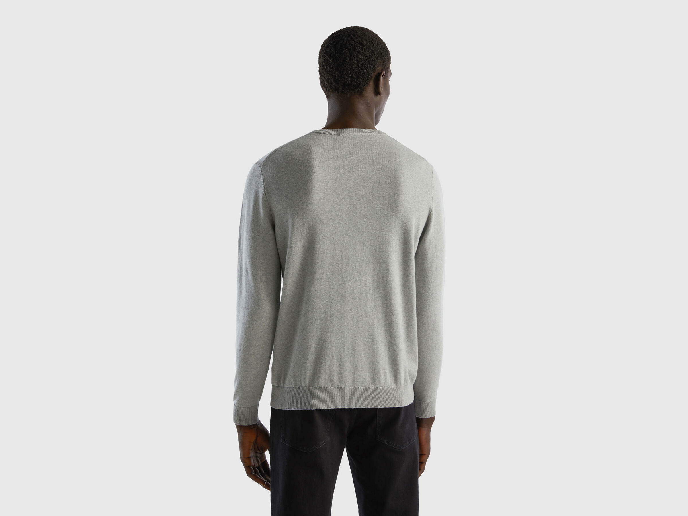 Crew neck sweater in 100% cotton image number 2
