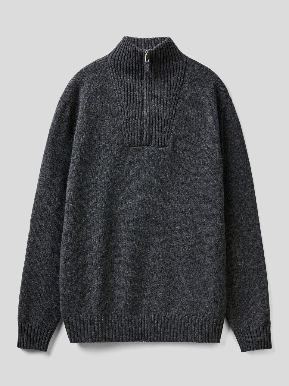 Sweater in pure Shetland wool with zip on the neck image number 1