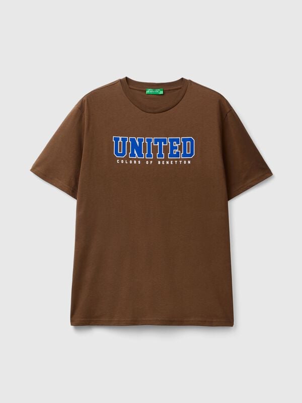 Brown organic cotton t-shirt with white logo Brown organic cotton t-shirt with white logo Men