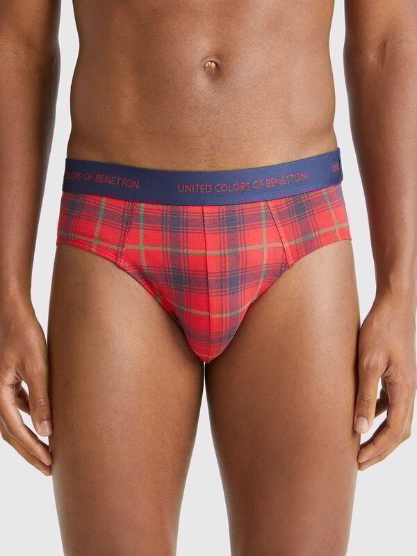 Red and blue tartan briefs Men