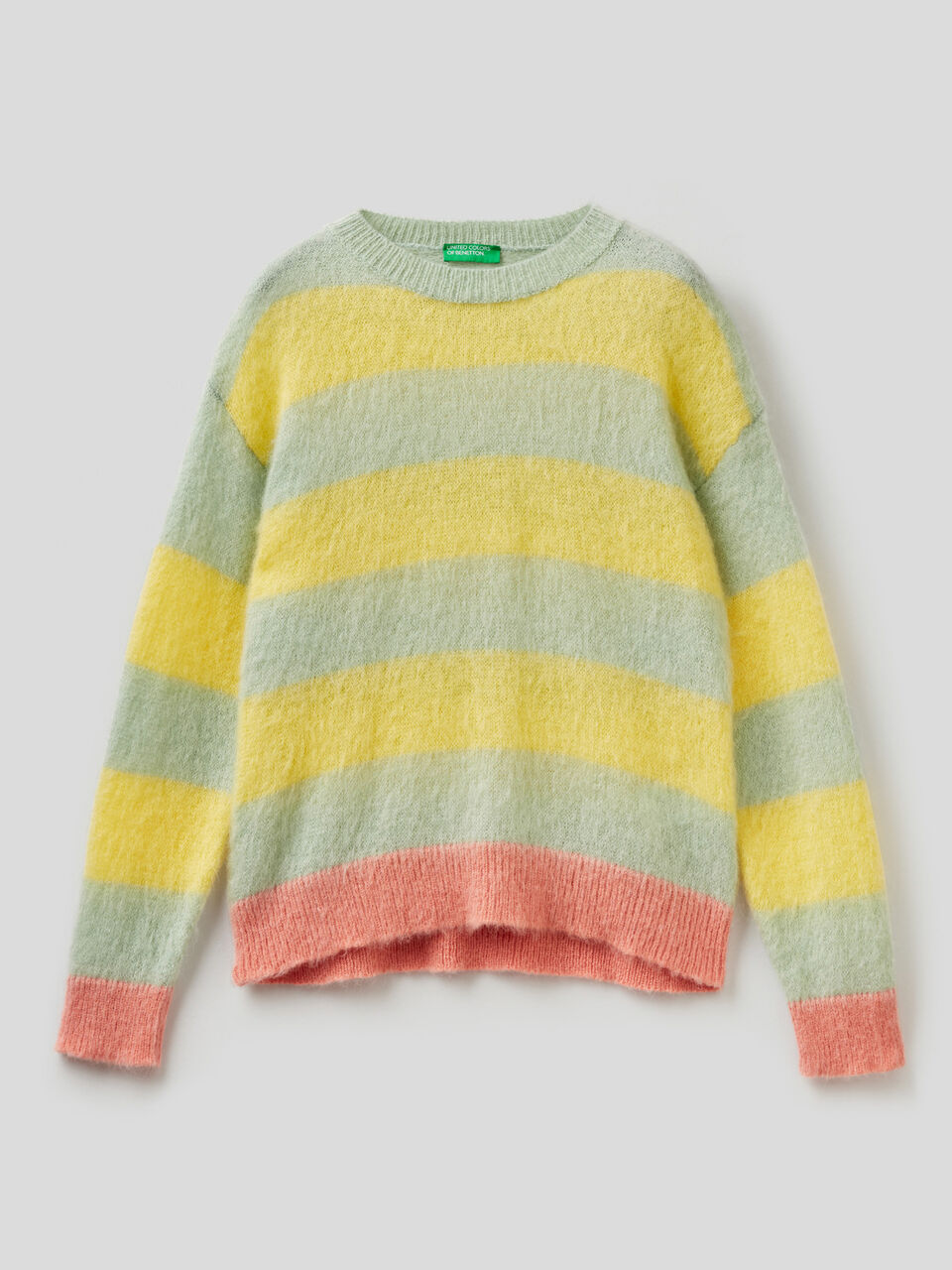 Striped sweater in mohair blend image number 1