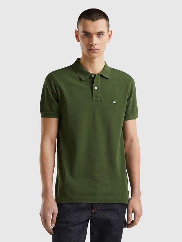 Olive green regular fit polo Men