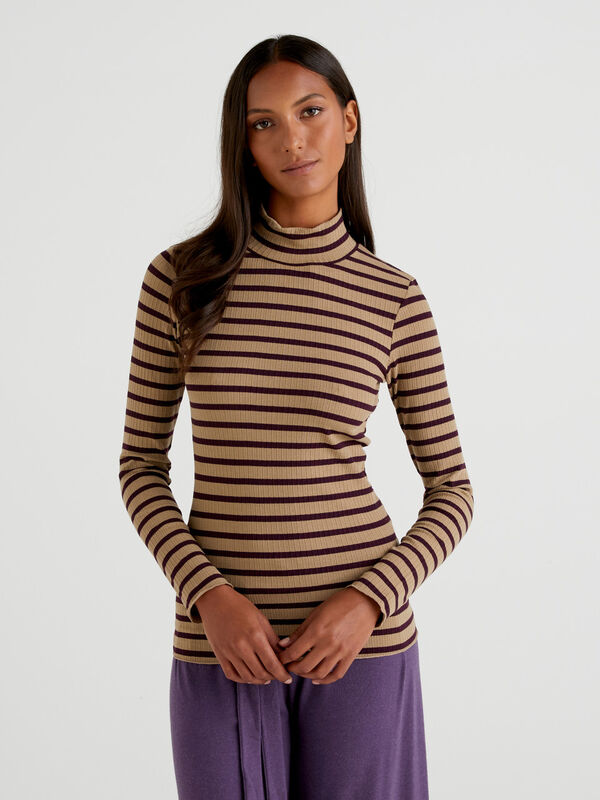 Striped turtleneck t-shirt Women
