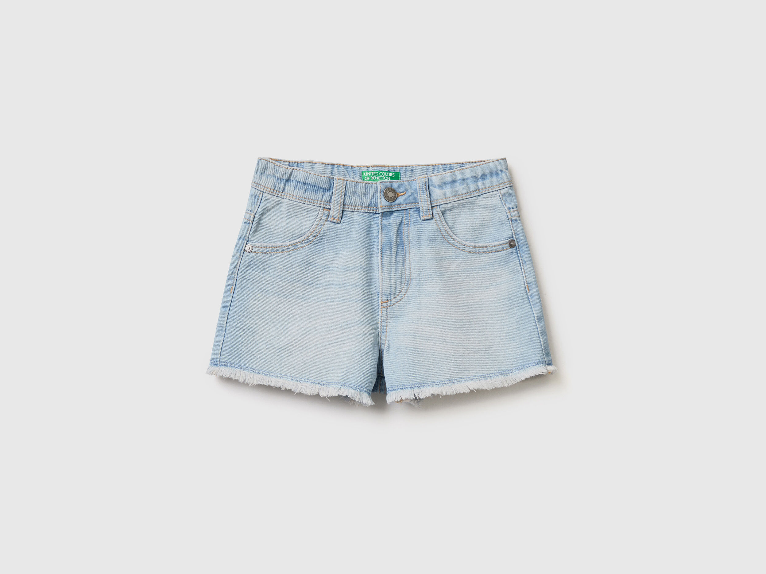 Frayed jean shorts Light Blue Benetton