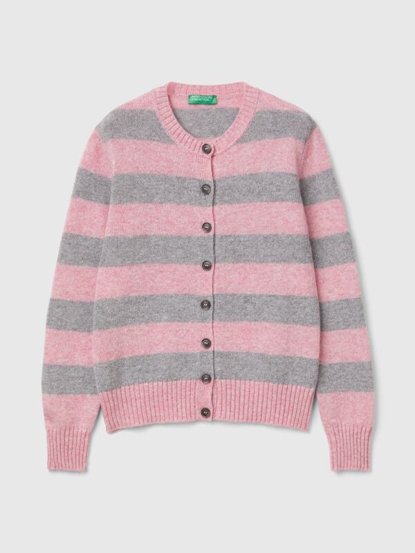 Striped cardigan in pure Shetland wool Women