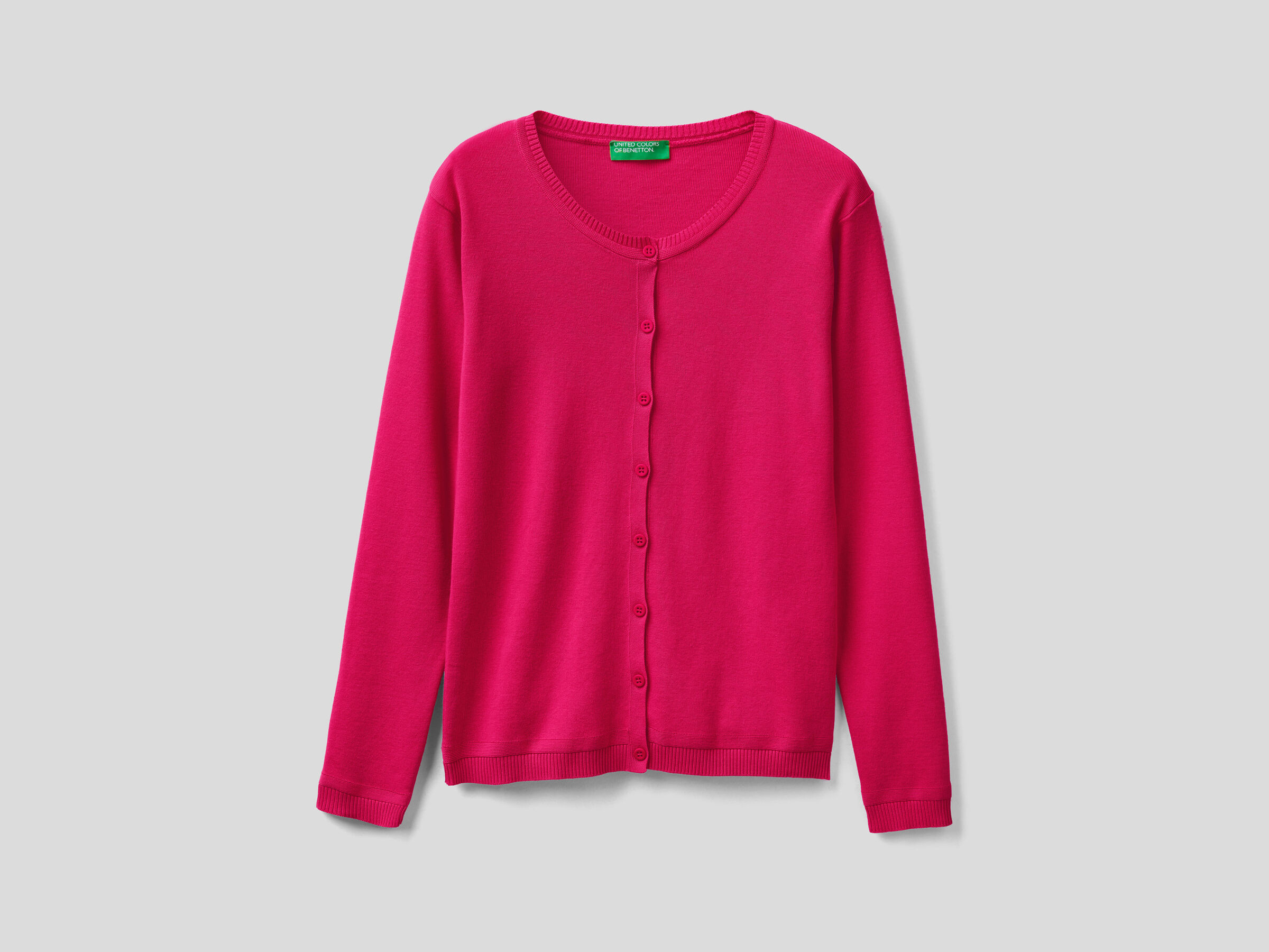 Crew neck cardigan in pure cotton image number 4