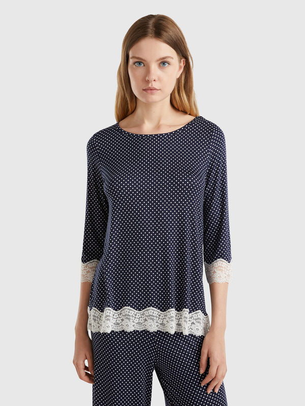 Polka dot t-shirt with lace detail Women