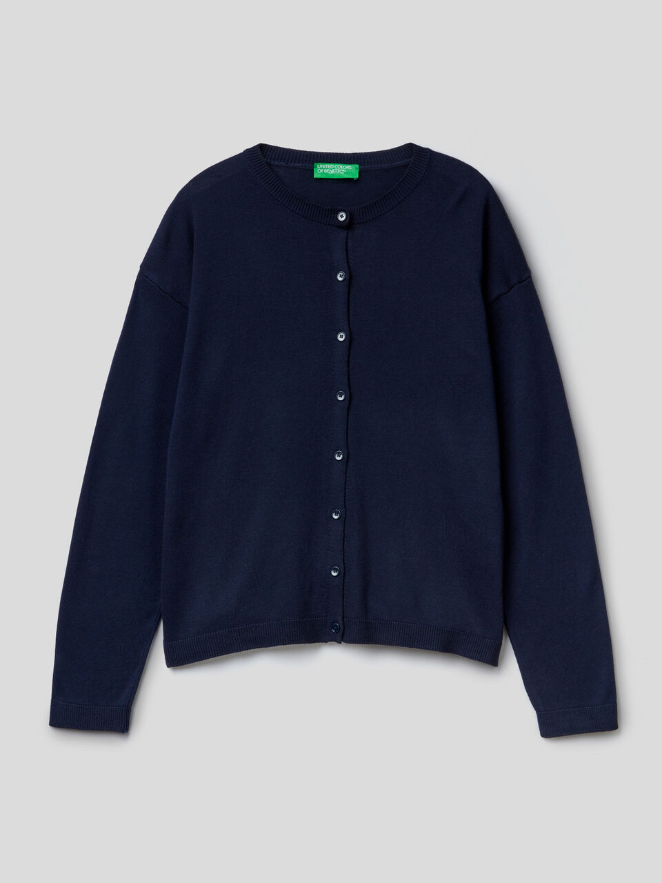 Crew neck cardigan with buttons image number 1