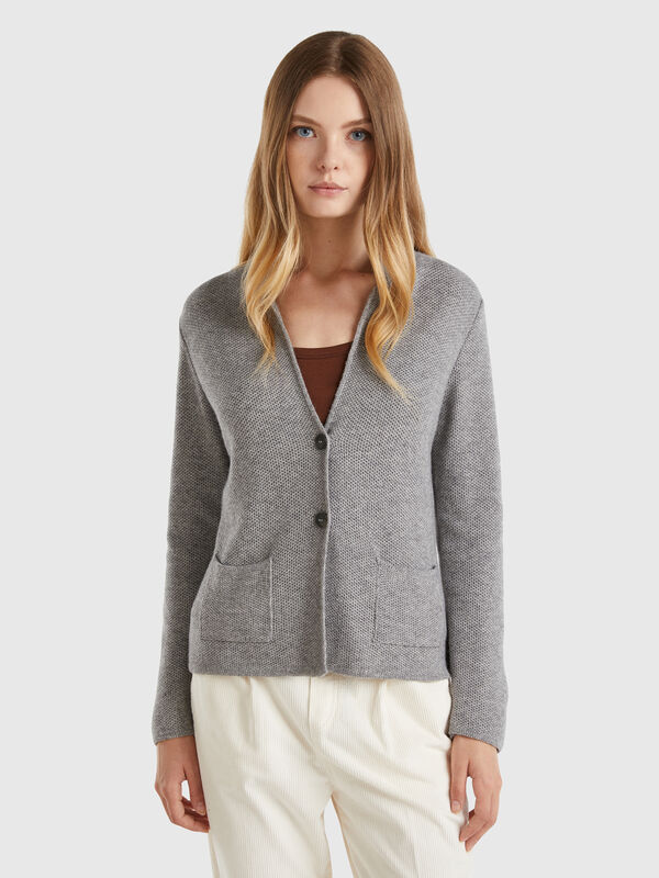 Knit jacket in wool and cashmere blend Women