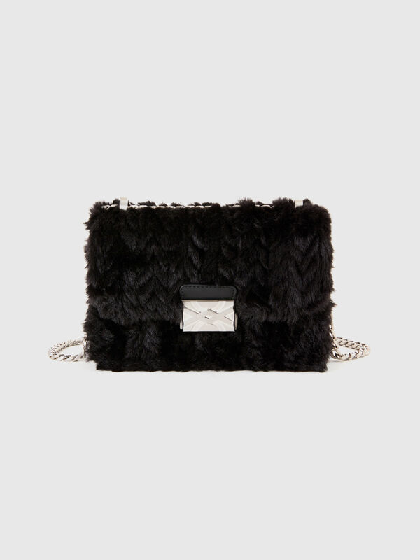 Small black bag in imitation fur Women