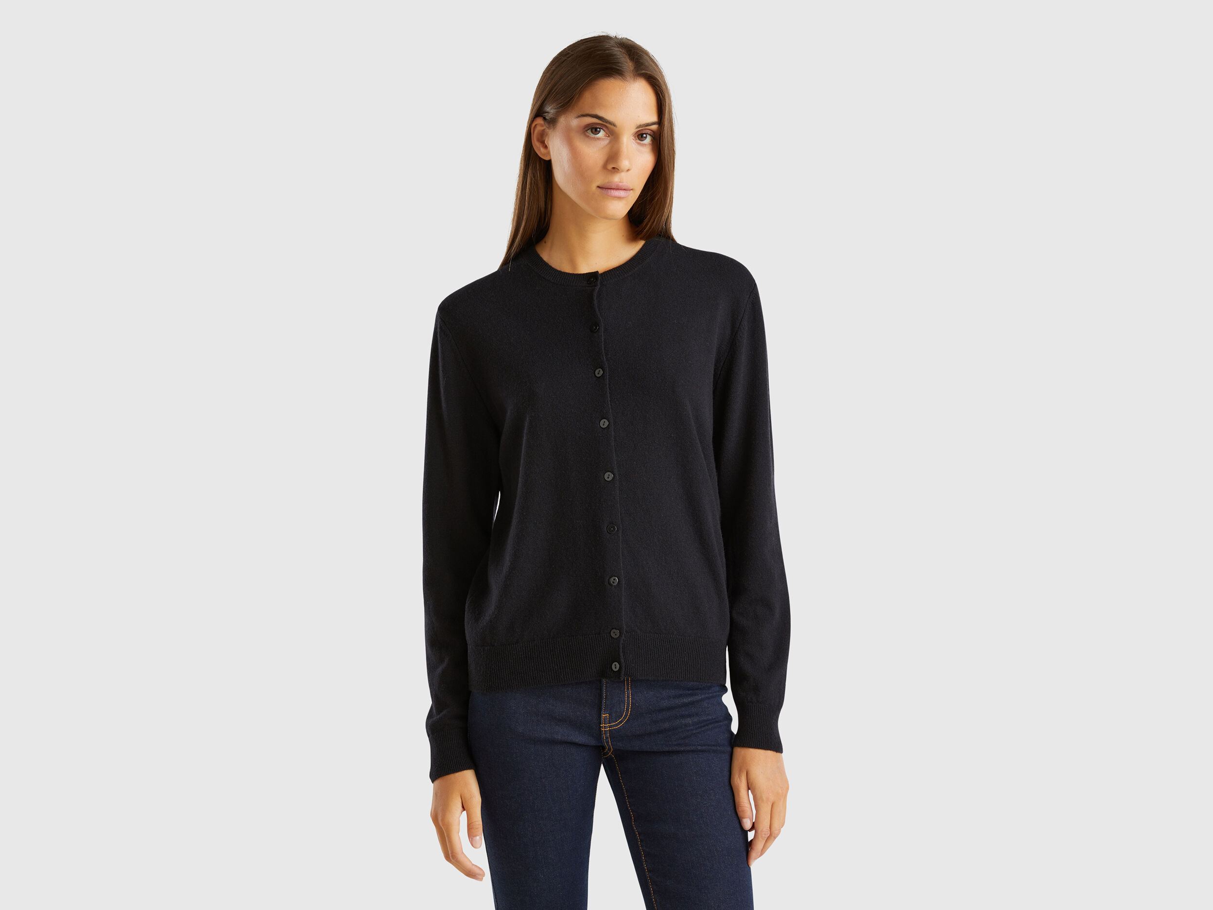 Black merino wool cardigan womens shop