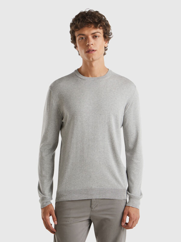 Crew neck sweater in 100% cotton Men