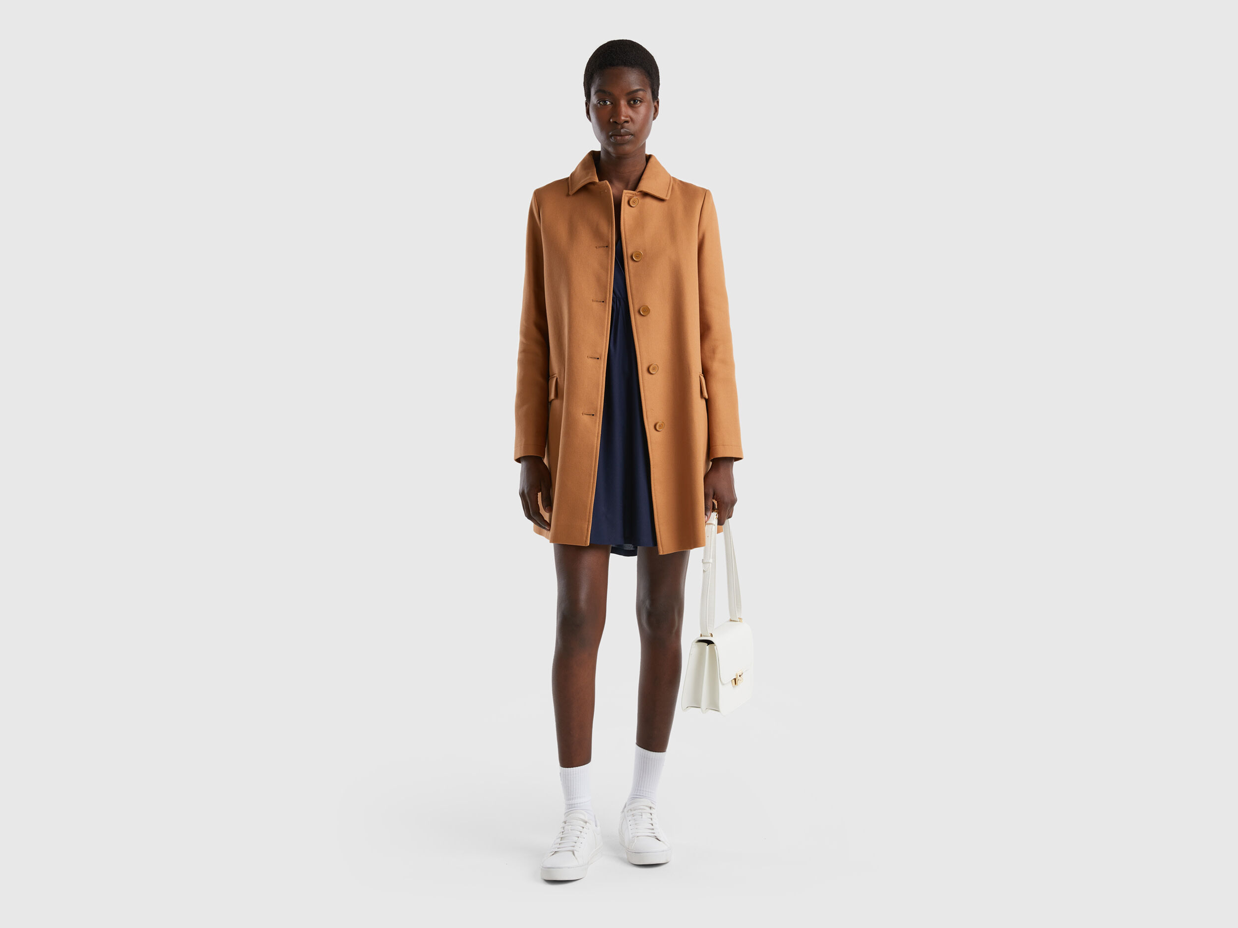Duster coat in pure cotton Beige Benetton