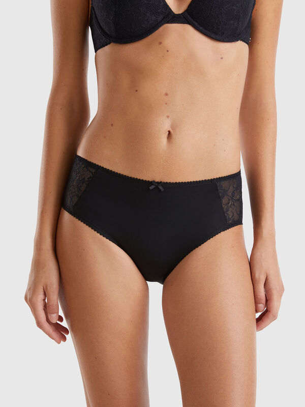 Boyshort underwear with lace inserts Women