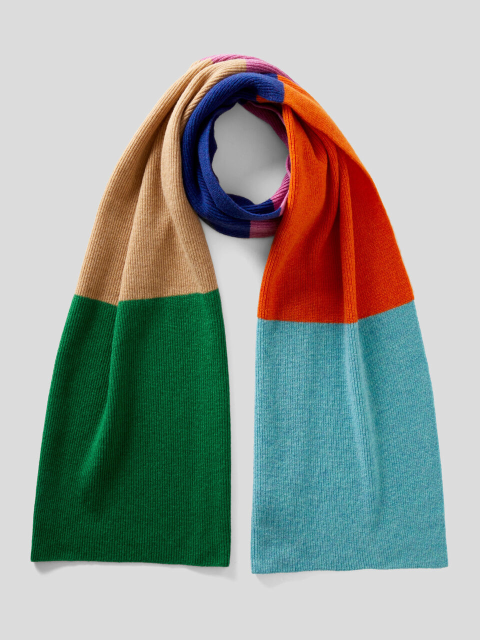 Maxi multicolored scarf in pure Merino wool image number 1