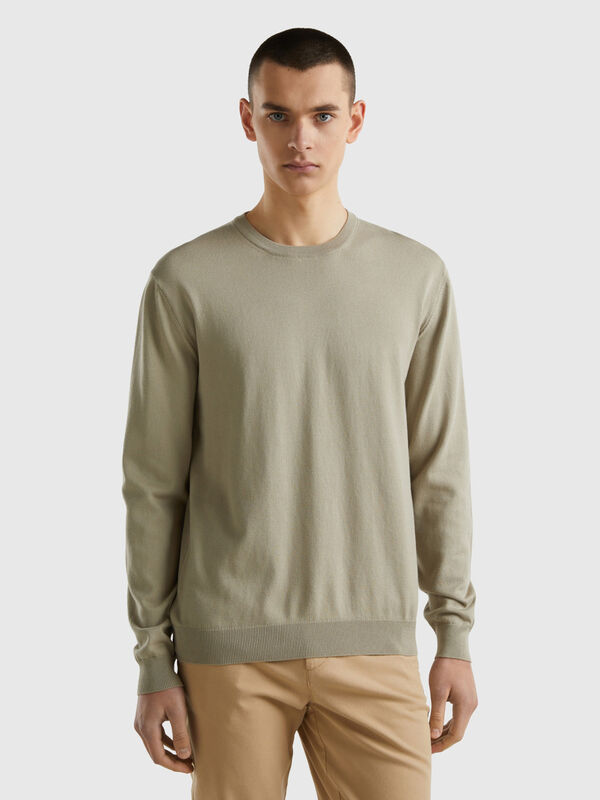 Crew neck sweater in 100% cotton Men