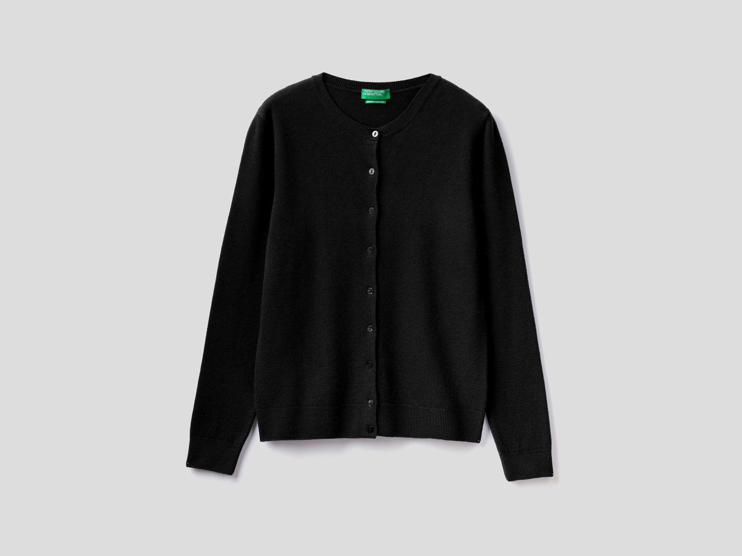Crew neck cardigan in pure virgin wool image number 5