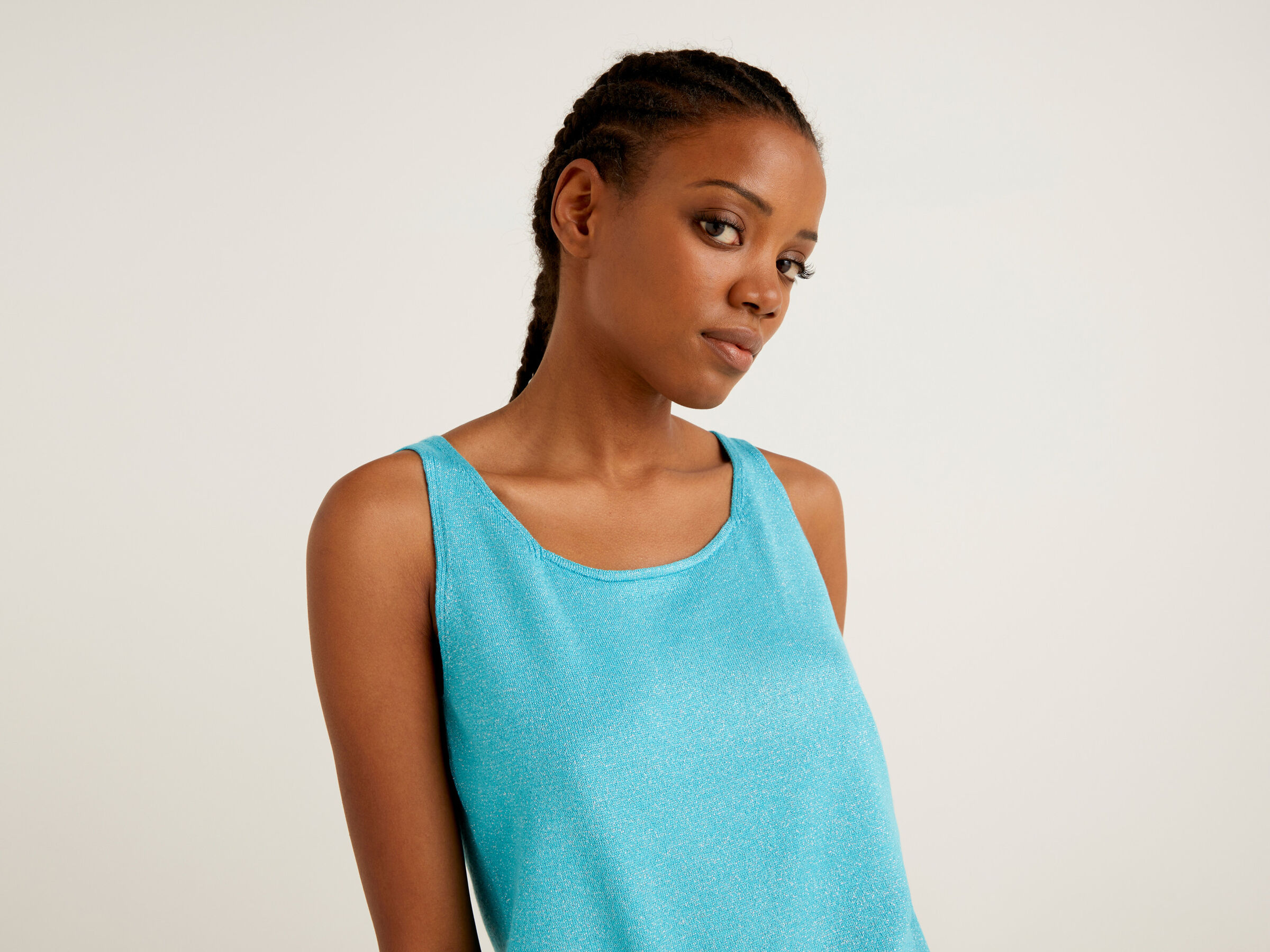 Tank top in viscose and lurex image number 3