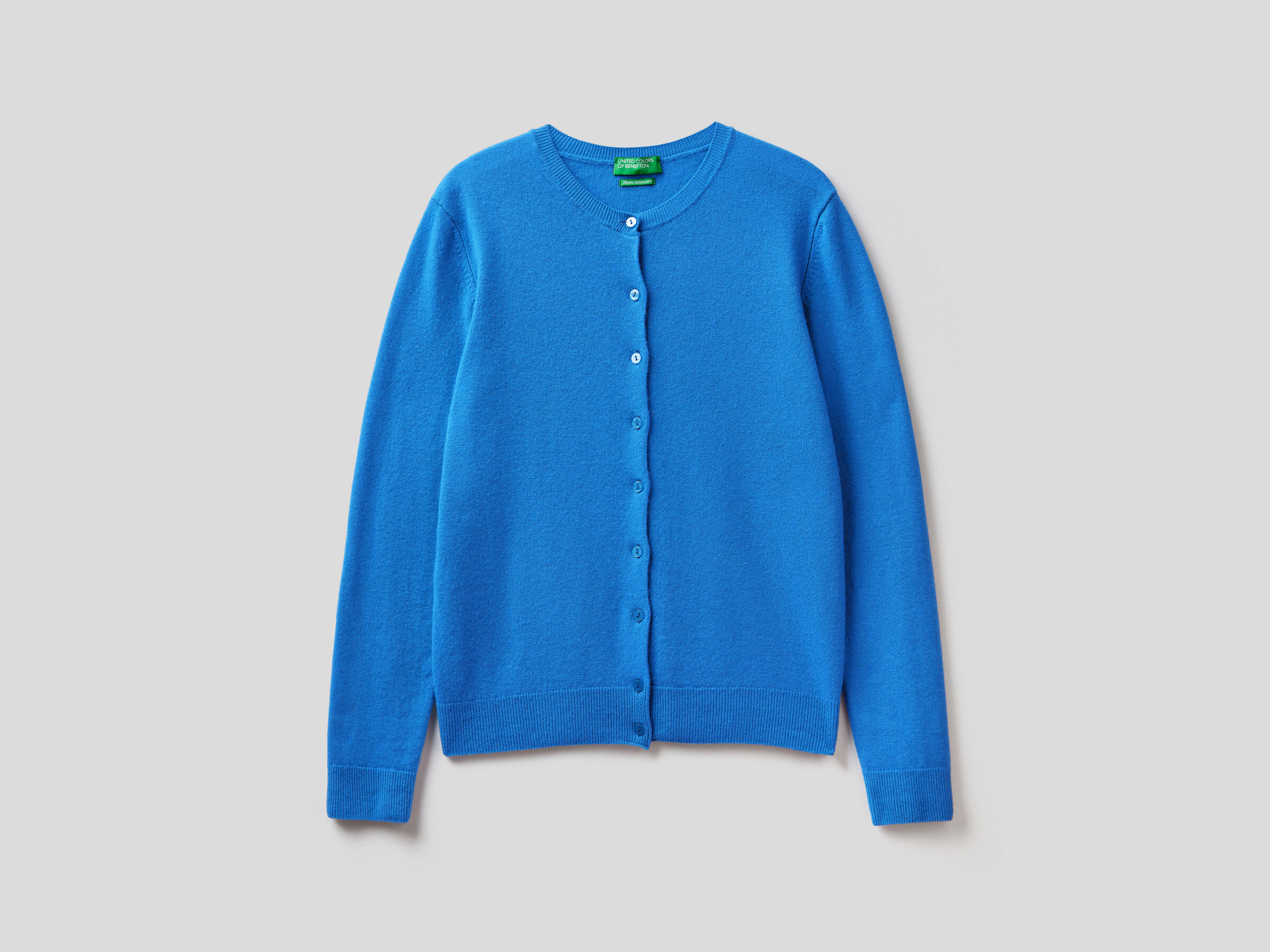 Crew neck cardigan in pure virgin wool image number 5