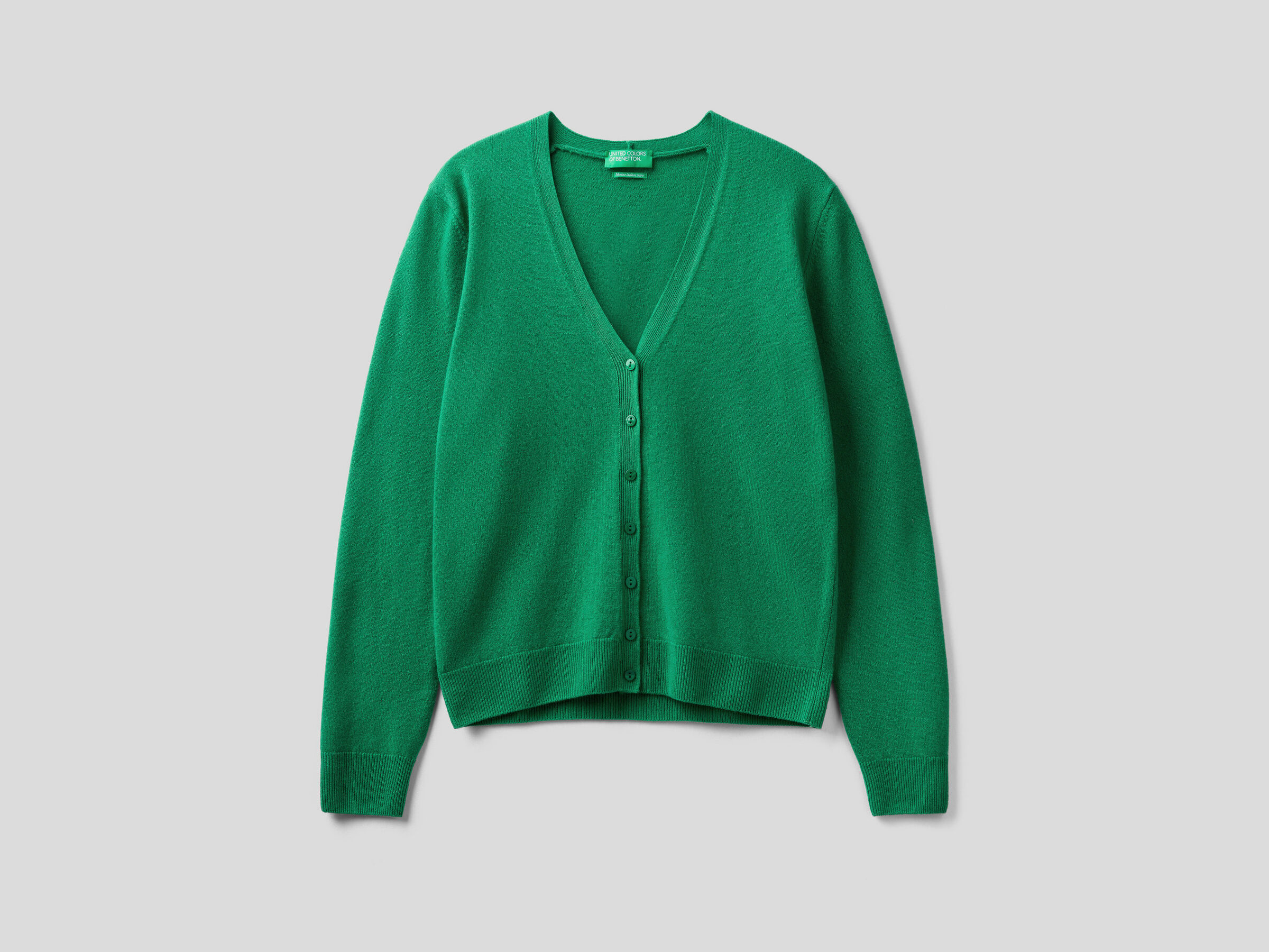 V-neck cardigan in pure virgin wool image number 4