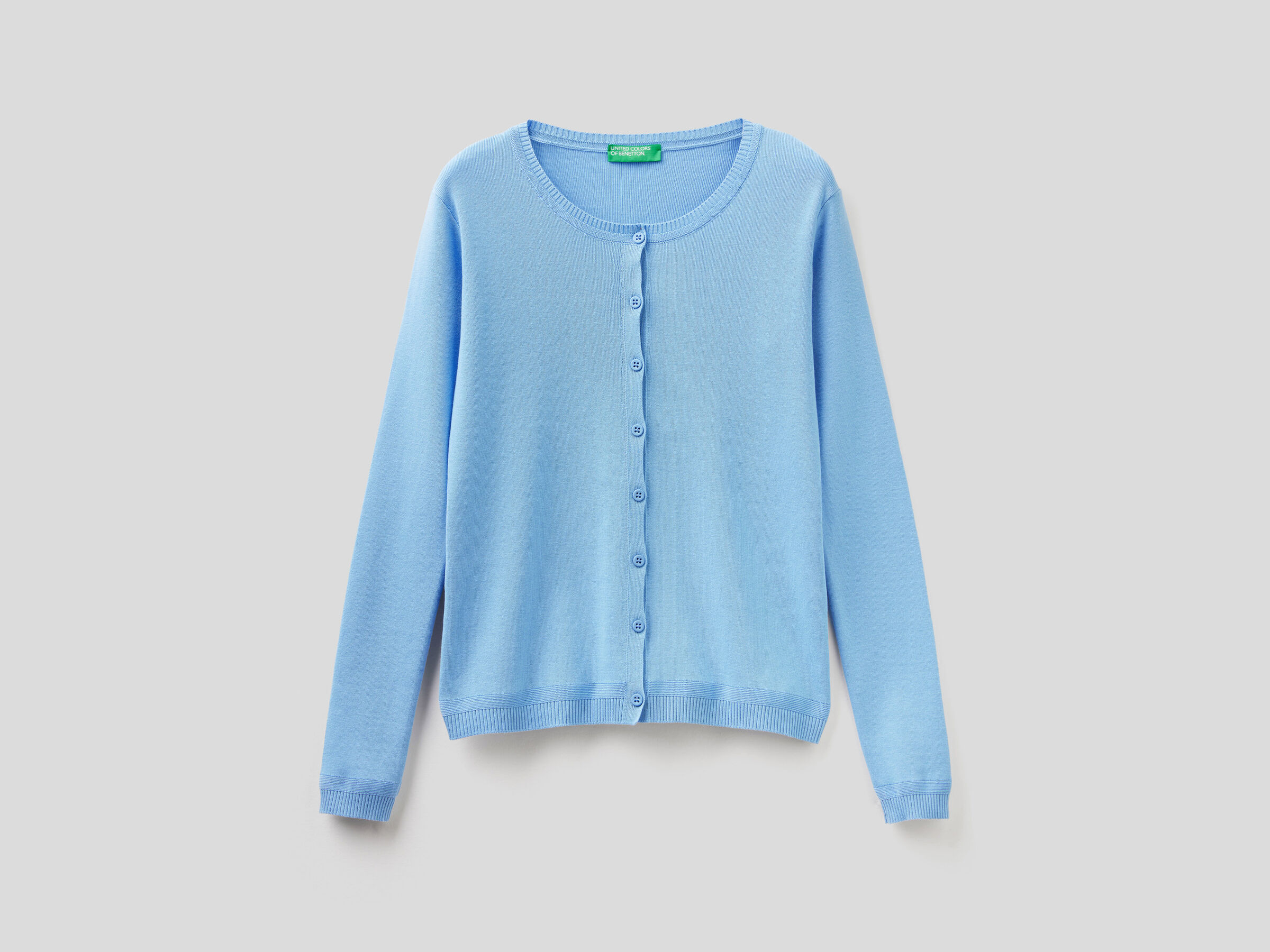 Crew neck cardigan in pure cotton image number 4