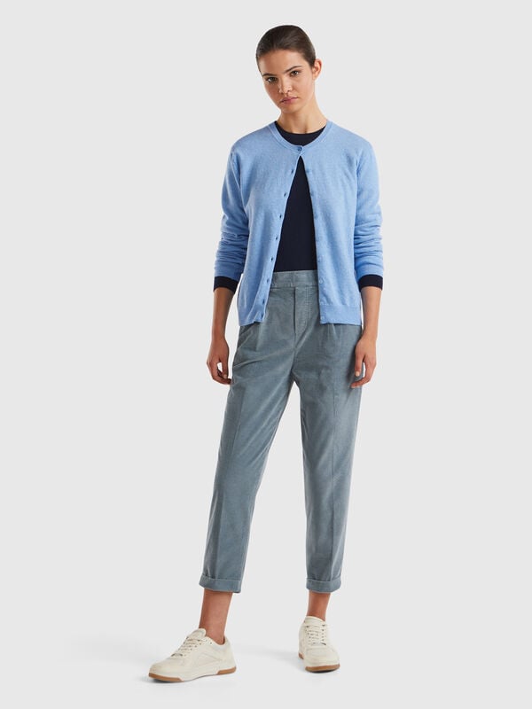 Chinos in velvet with stretch waist Women