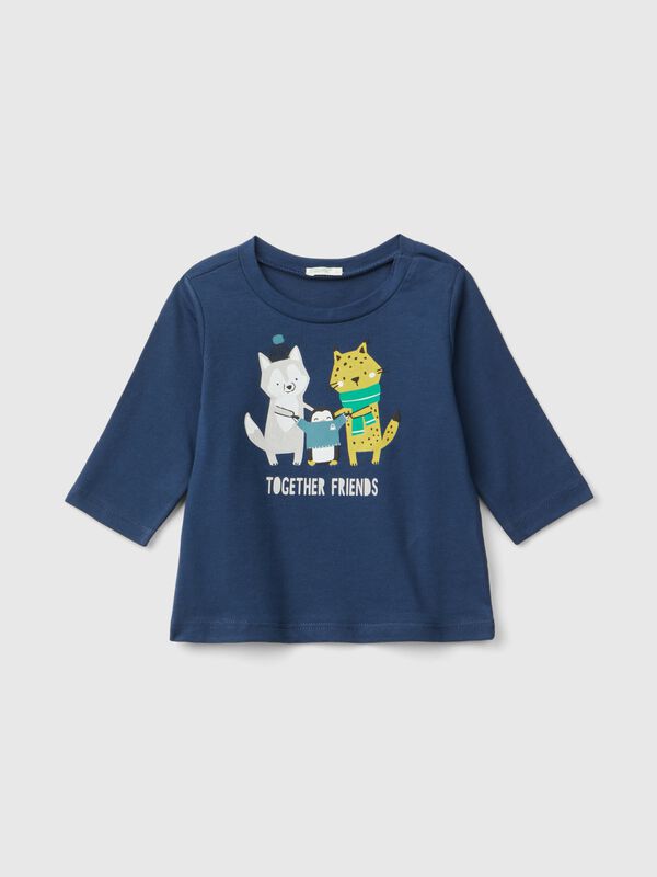 T-shirt with print in warm organic cotton New Born (0-18 months)